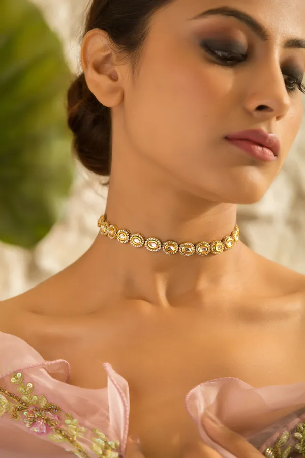 Gold & White Zirconia Necklace