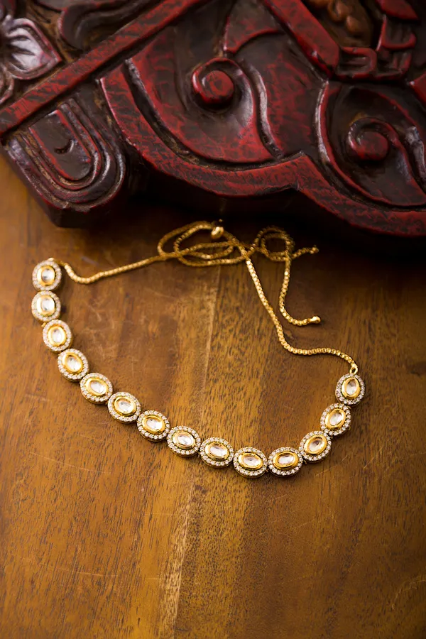 Gold & White Zirconia Necklace