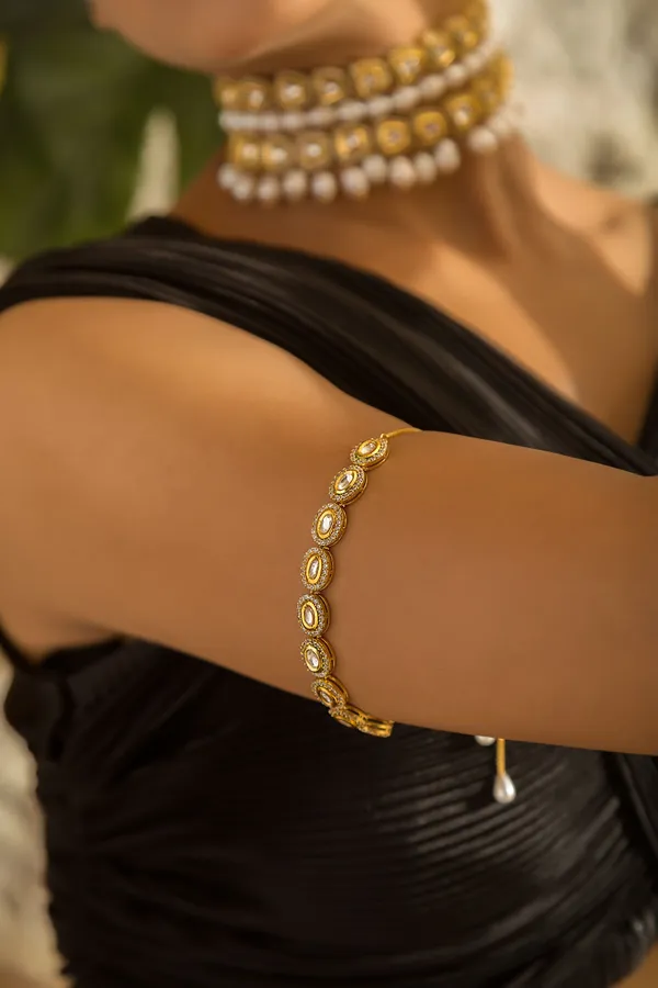 Gold & White Zirconia Armlet Bracelet