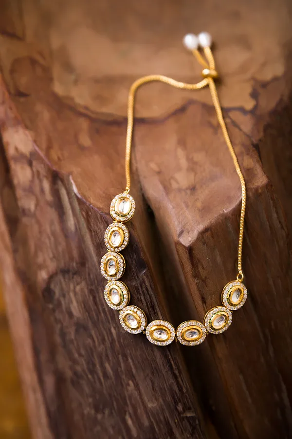 Gold & White Zirconia Armlet Bracelet