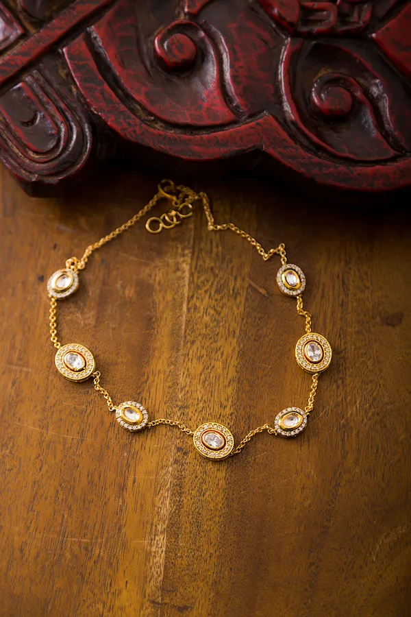 Gold & Silver Zirconia Gold Chain Necklace