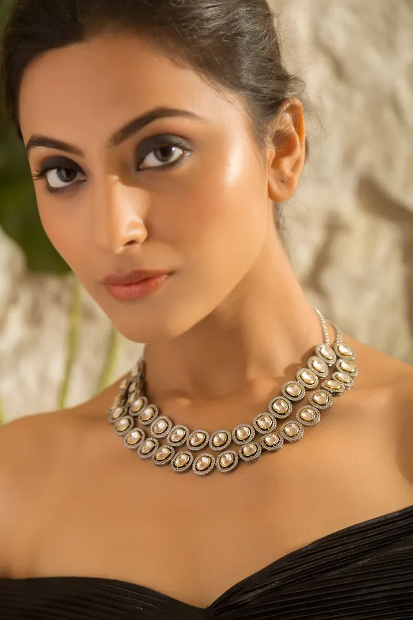 Statement Double Layer Zirconia Necklace