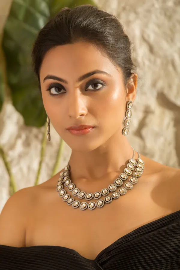 Statement Double Layer Zirconia Necklace