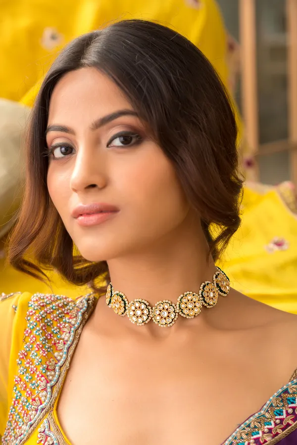 Gold & White Kundan Choker Necklace