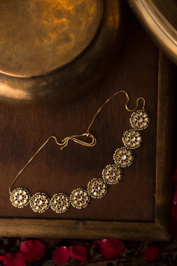 Gold & White Kundan Choker Necklace