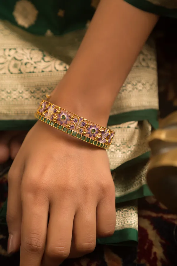 Green & Purple Kundan Kada