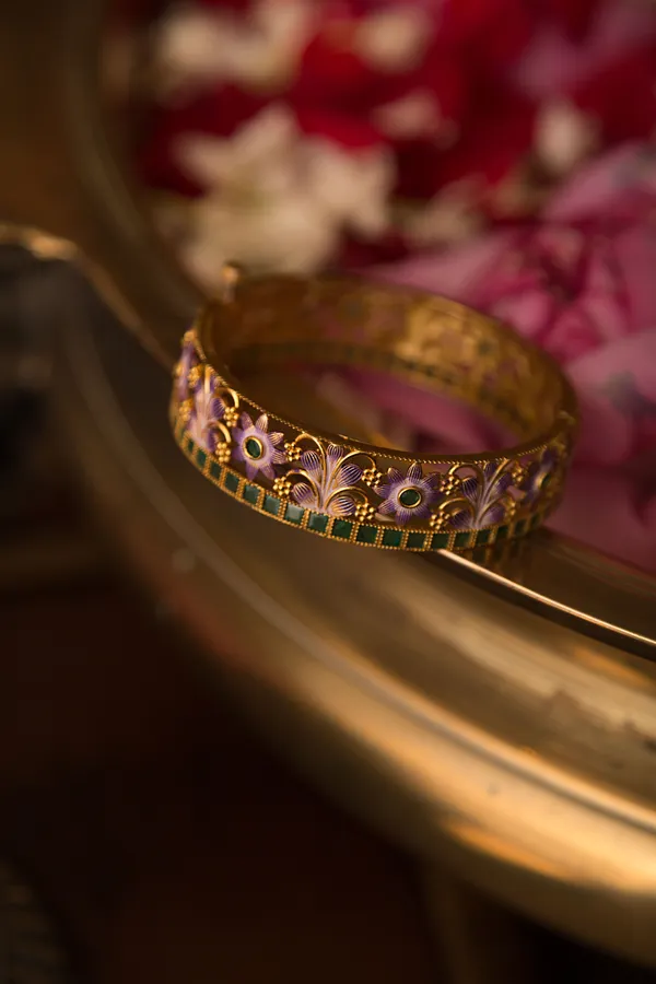 Green & Purple Kundan Kada