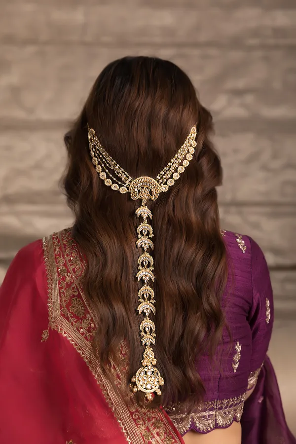 Gold & White Kundan & Pearls Choti Phool