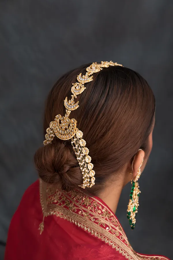 Gold & White Kundan & Pearls Choti Phool