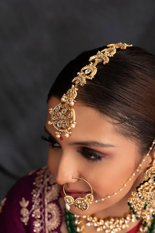 Gold & White Kundan & Pearls Choti Phool