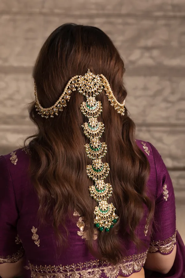 Gold & Green Kundan Green Drops With Pearls Choti Phool