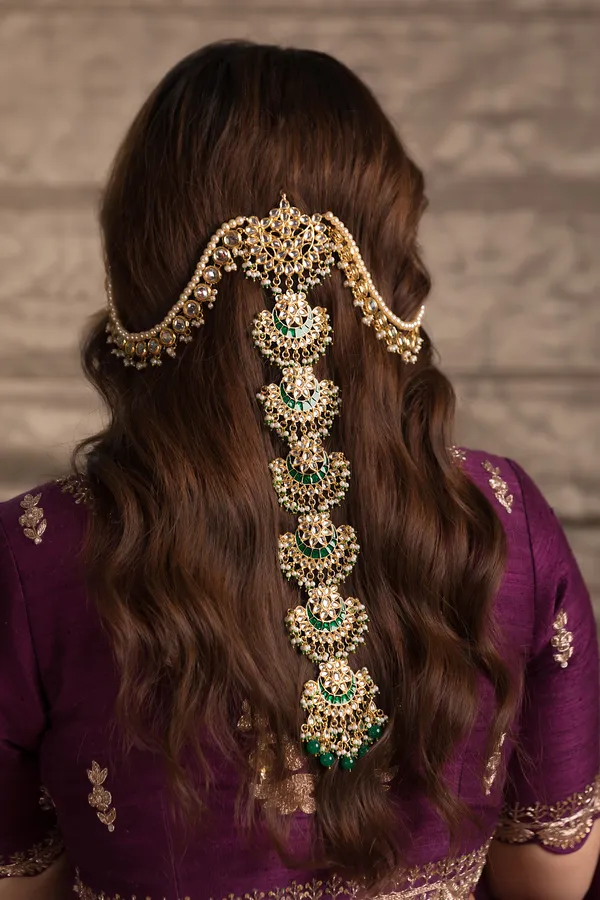 Gold & Green Kundan Green Drops With Pearls Choti Phool