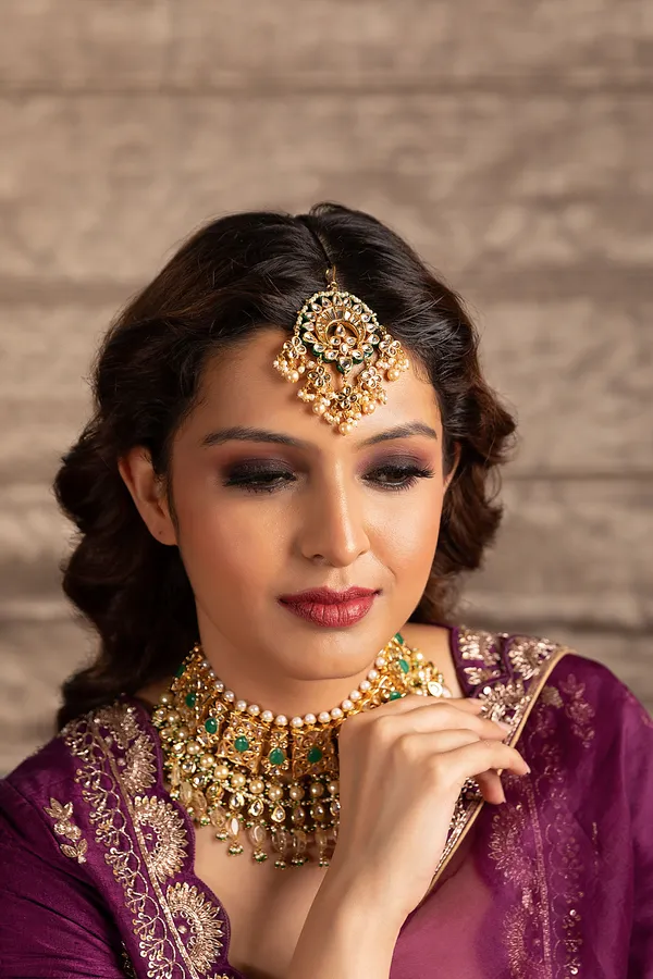 White Kundan Pearls Tikka