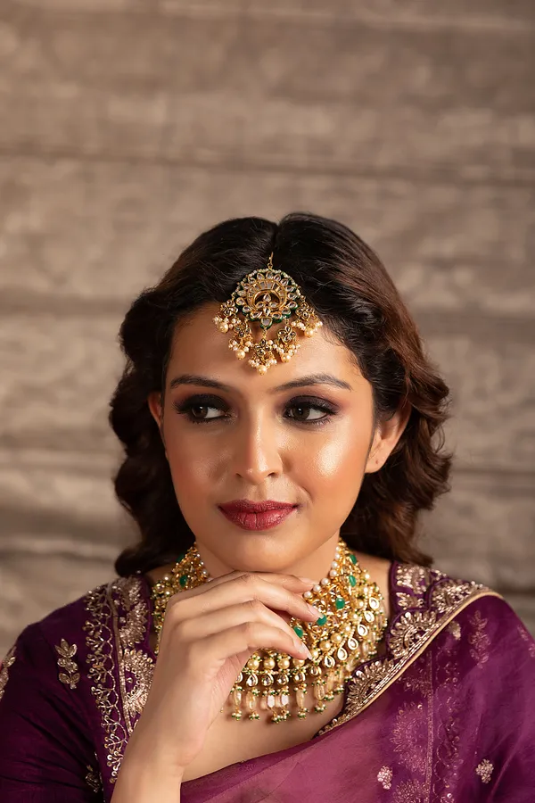 White Kundan Pearls Tikka