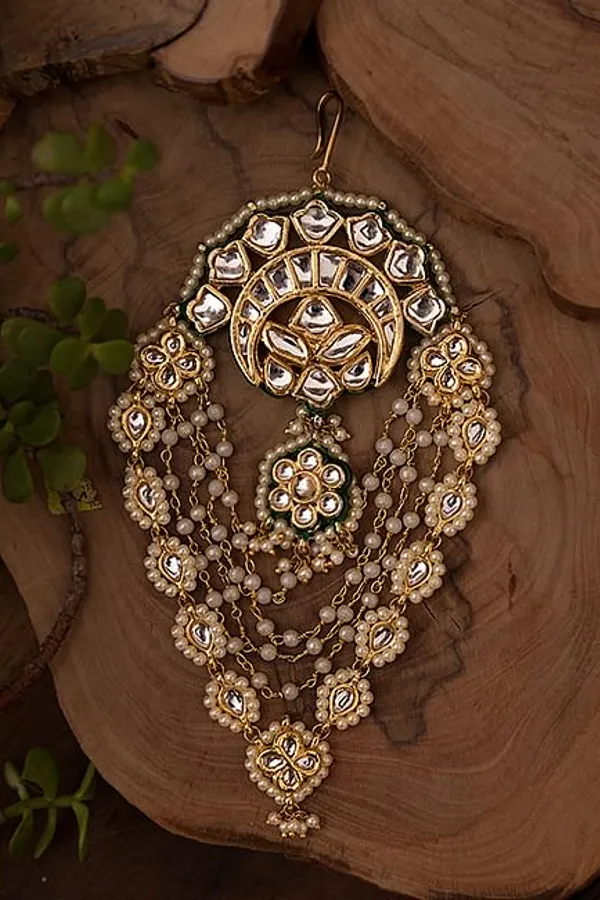 White Kundan Pearls Passa