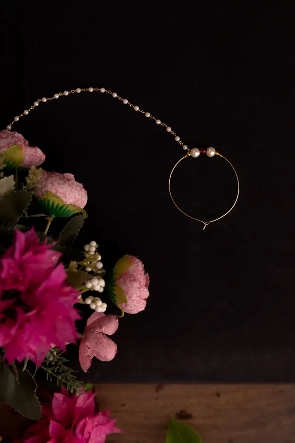 Red & White Pearl Nath