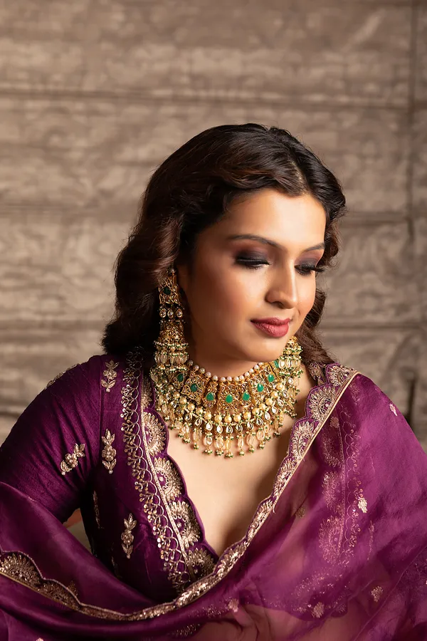 White Kundan Emerald Yellow Drops Choker