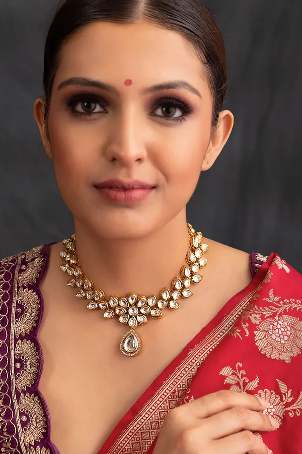 All White Kundan Drop Necklace