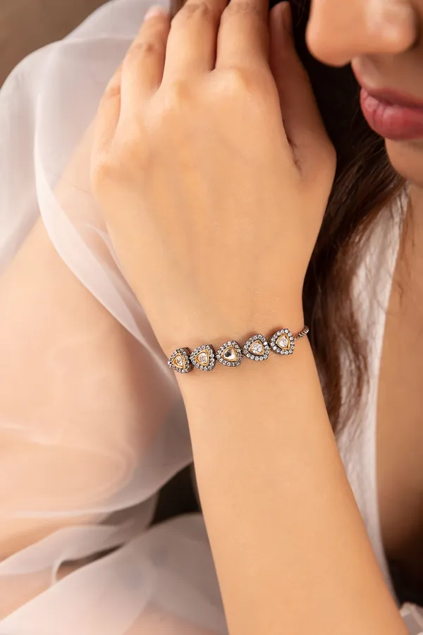 Triangle Zircon Grey Pearl Bracelet