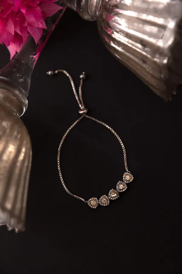 Triangle Zircon Grey Pearl Bracelet