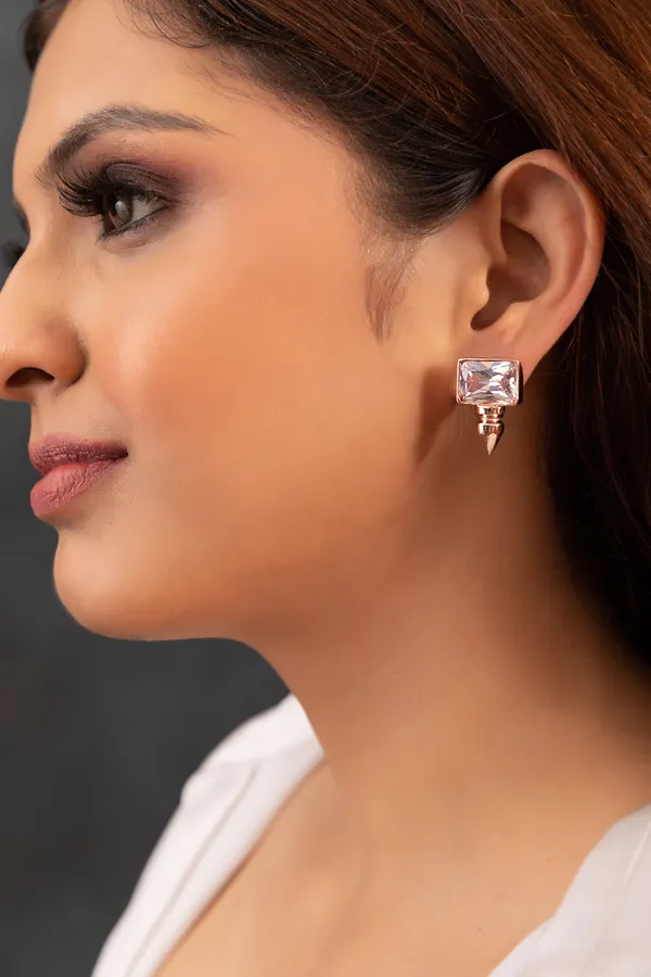 Rose Gold & white Shine Stud Earrings