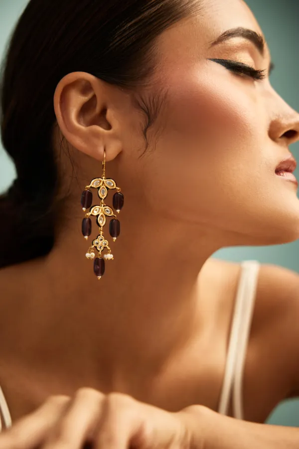 Amethyst Fish & Pearls Earrings