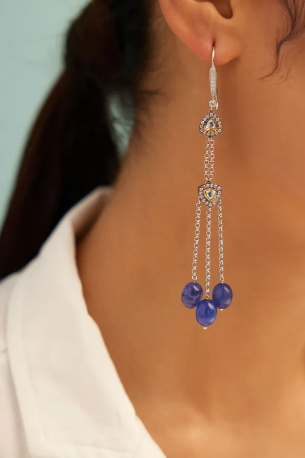 Blue Drops Zirconia Earrings