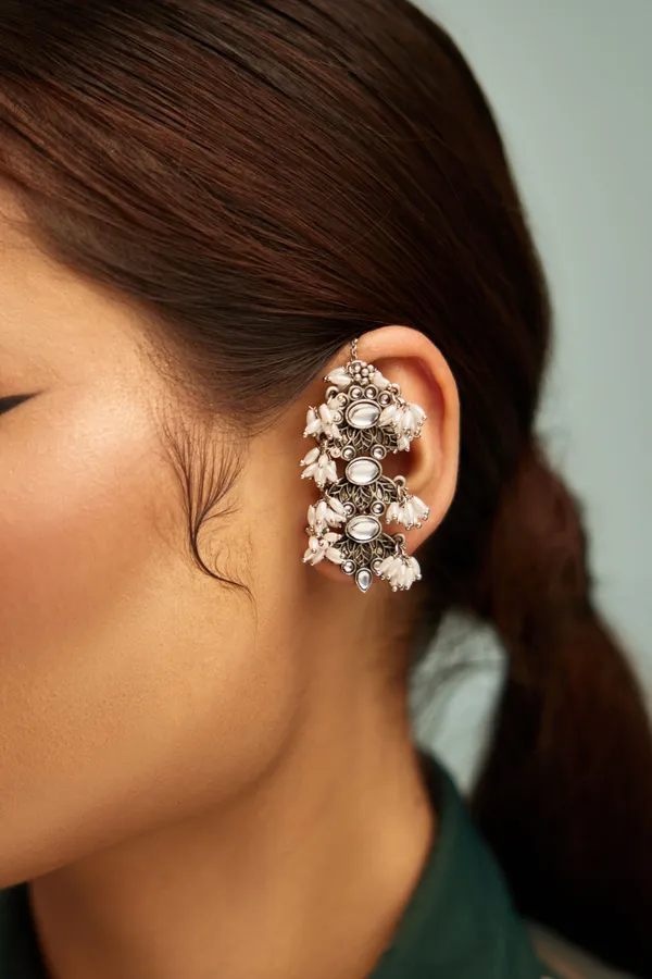 Dual Tone Earcuffs With Pearls