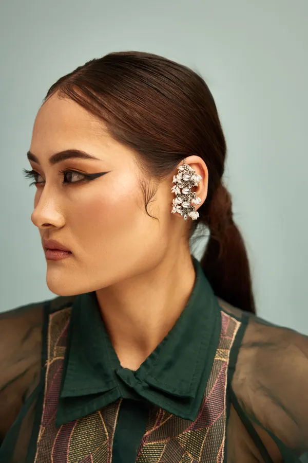 Dual Tone Earcuffs With Pearls