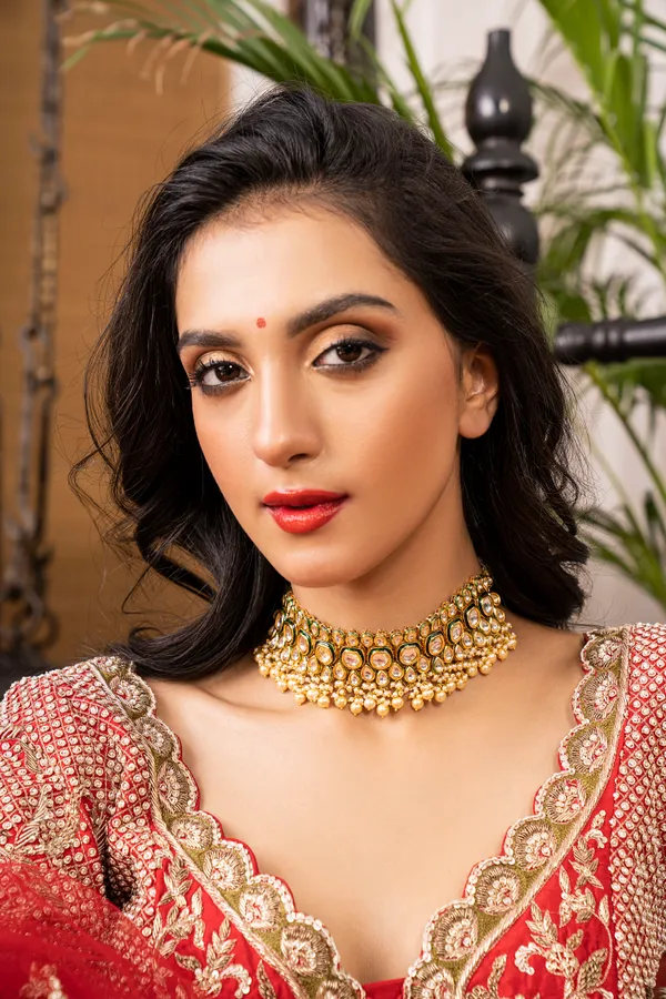 Gold & Green Kundan Choker Necklace