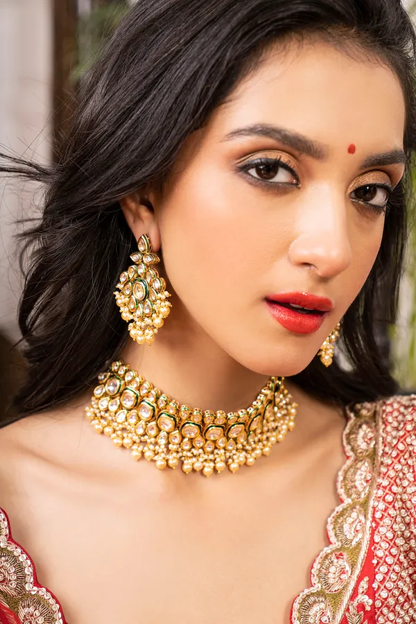 Gold & Green Kundan Choker Necklace