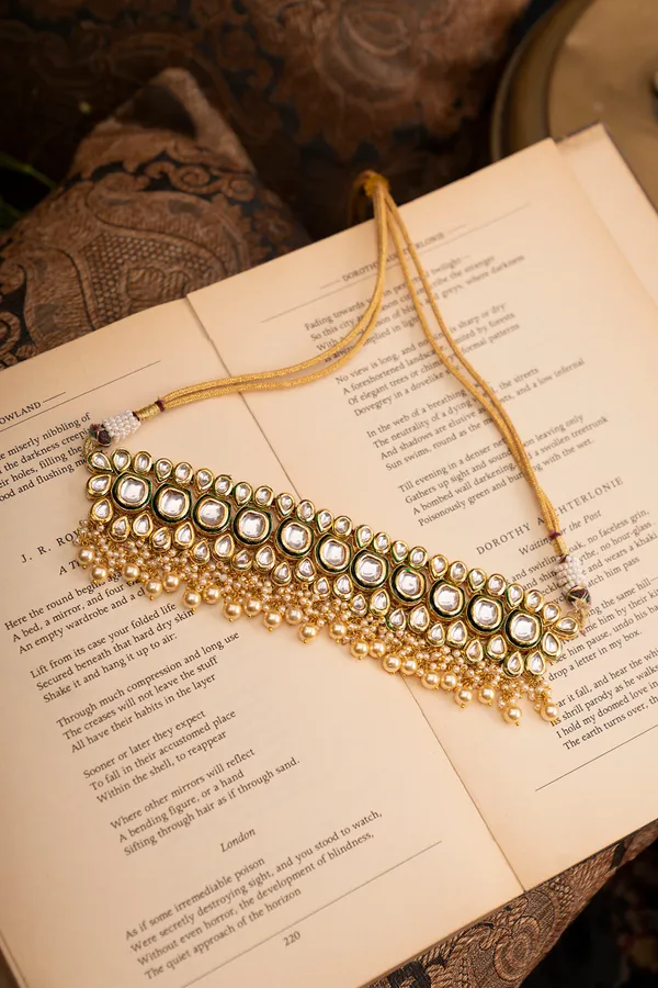 Gold & Green Kundan Choker Necklace