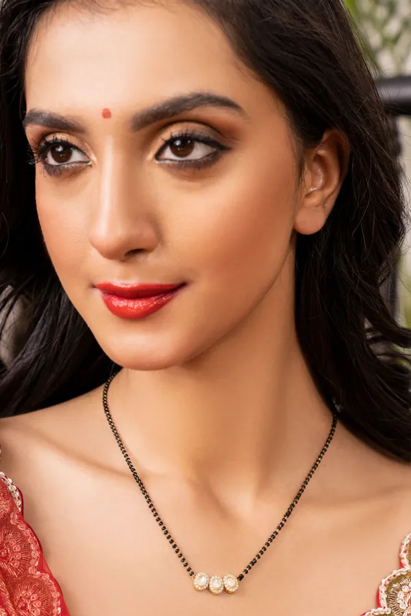 Gold & White Oval Mangalsutra