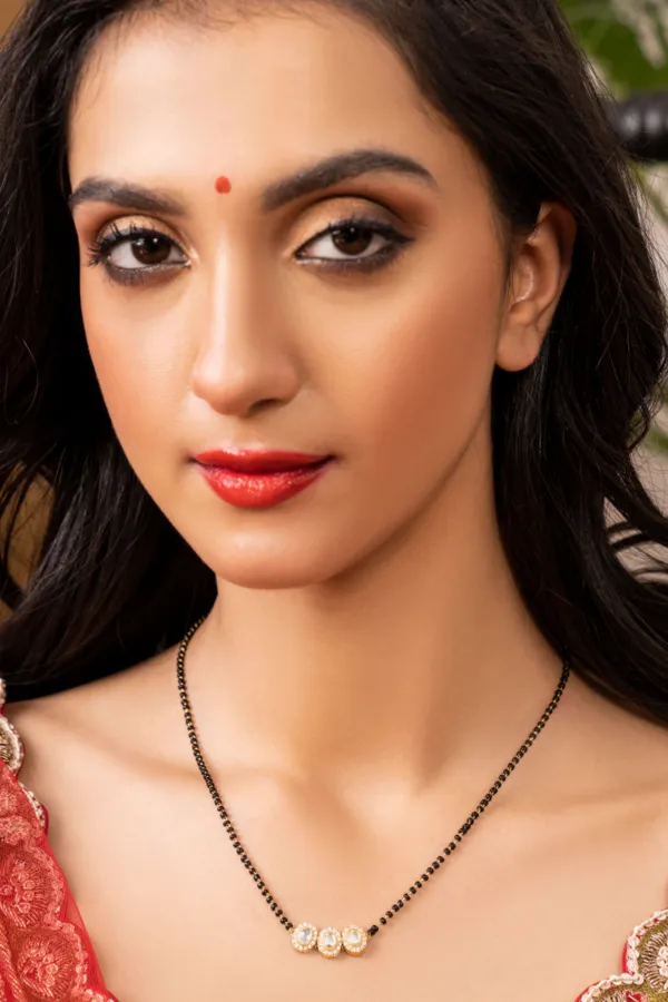 Gold & White Oval Mangalsutra