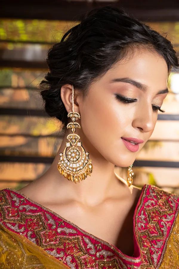 Pearls Kundan Pipalpatti Chandmilan Chandbalis