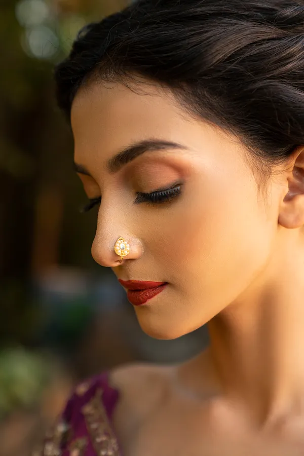 White Kundan White Pearls Nath