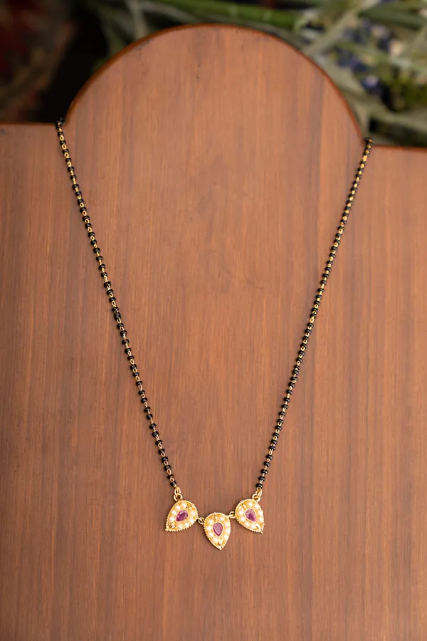Gold & Red Kundan Mangalsutra