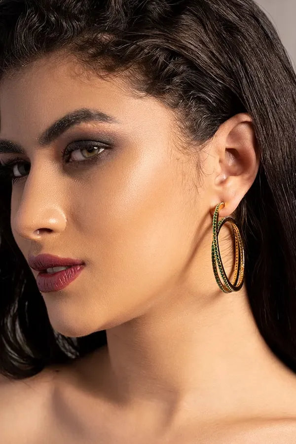 Green Zirconia Dangler Earrings