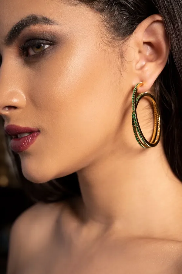 Green Zirconia Dangler Earrings