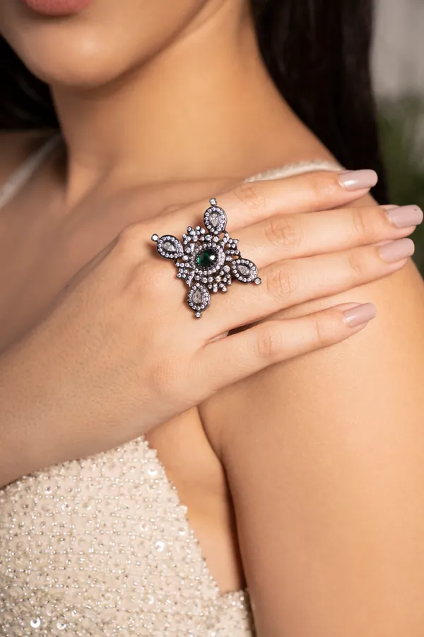 Green Center Zircon Ring