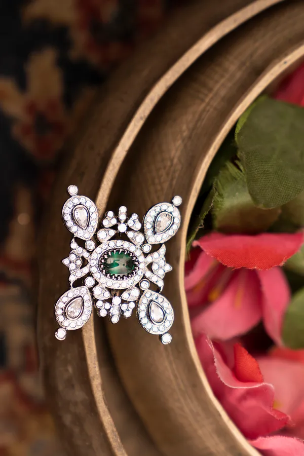 Green Center Zircon Ring