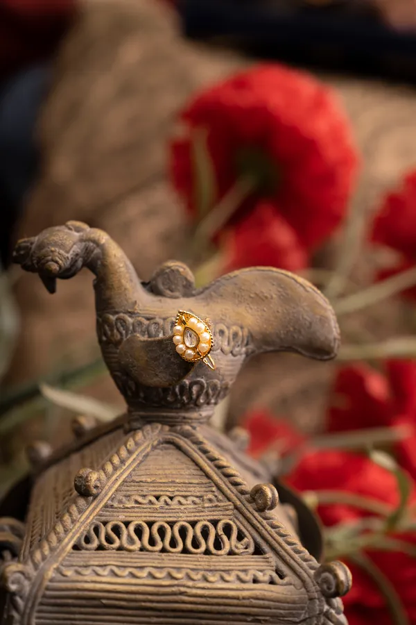 Gold & White Pearl Kundan Earcuff Earrings