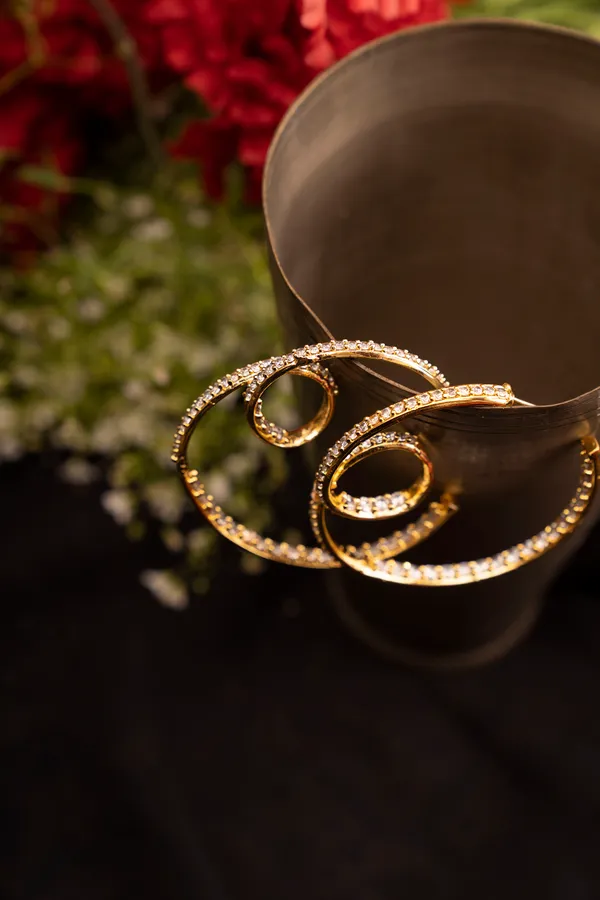 Gold & Silver Zirconia Round Earrings