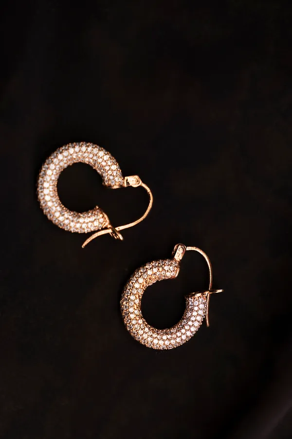 Rose Gold & White Zirconia Dangler Earrings