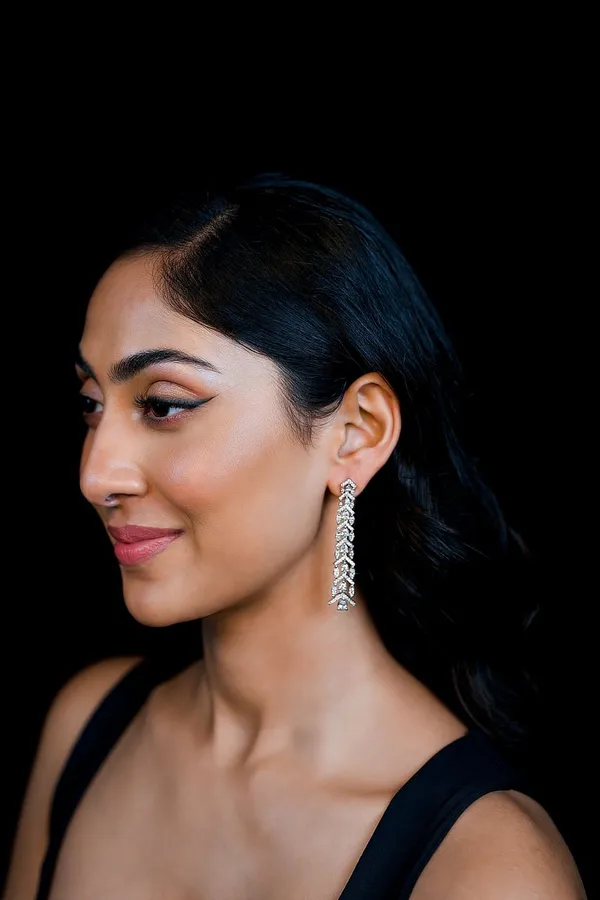 Silver White Layered Zirconia Dangler Earrings