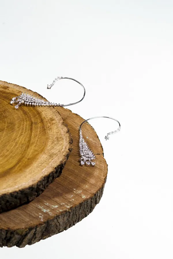 White & Silver Zirconia Earcuffs