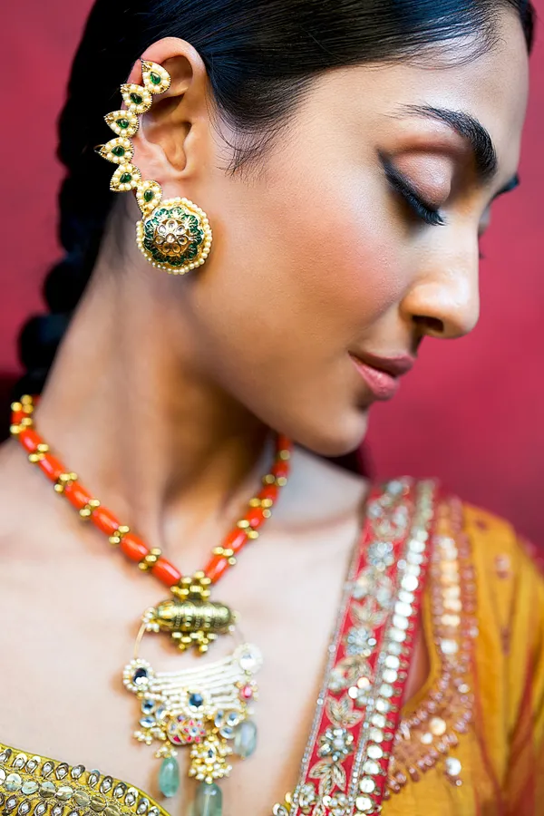 Gold & Green Meenakari Pearls Earcuffs