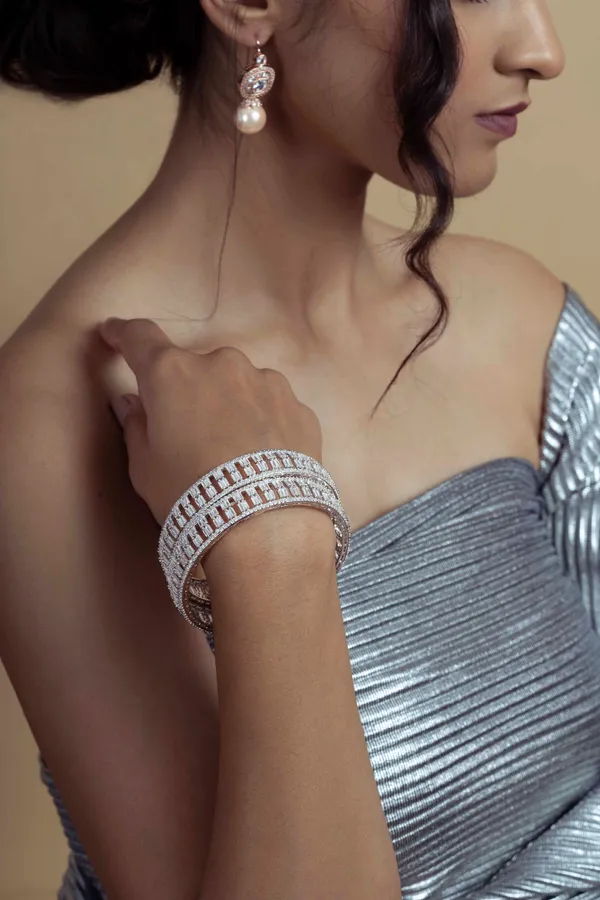 Silver Zircon Bangles