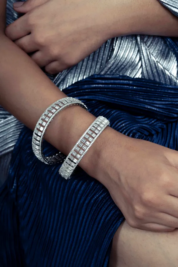 Silver Zircon Bangles