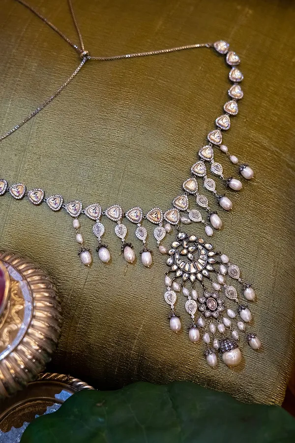 Flower Zirconia Pearls Pendant Necklace